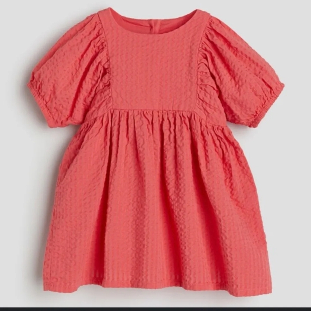 6/$35 H&M Coral pink seersucker dress size 6 Months
